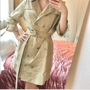 Juicy Couture Tan Ruffle Sleeve Trench Coat Size L